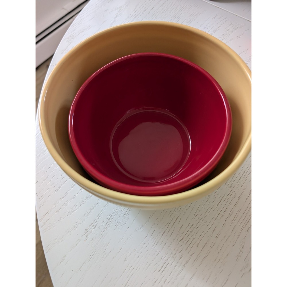 The Cellar Two-Piece Mixing Bowls Stoneware Yellow And Red
